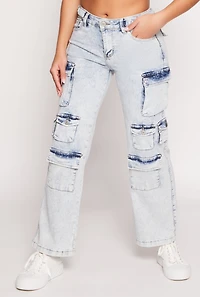 Womens VIP Whiskered Straight Leg Cargo Jeans, Blue, Size 5-6