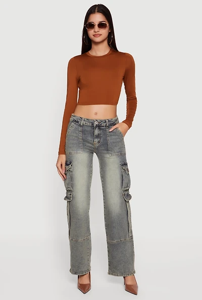 VIP Acid Wash Straight Leg Utility Jeans