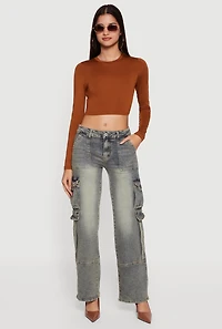 VIP Acid Wash Straight Leg Utility Jeans