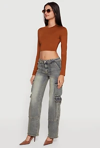 VIP Acid Wash Straight Leg Utility Jeans