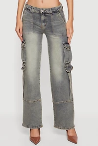 VIP Acid Wash Straight Leg Utility Jeans