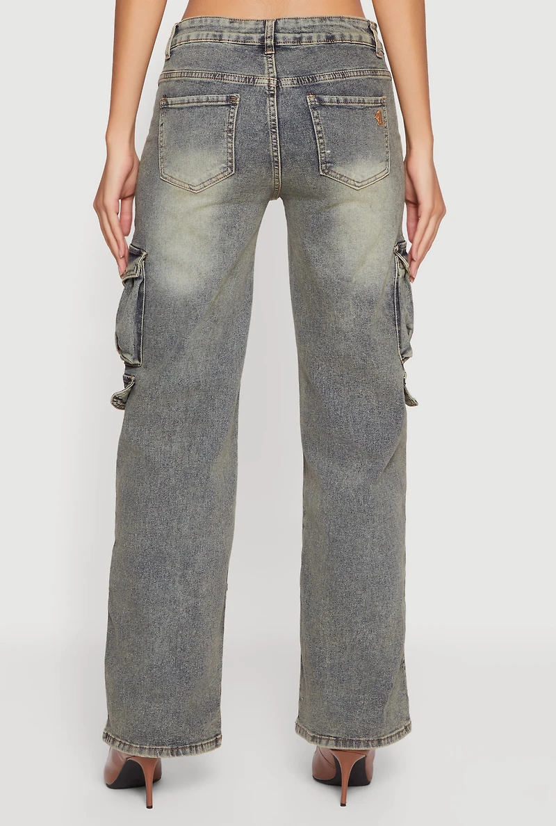 VIP Acid Wash Straight Leg Utility Jeans
