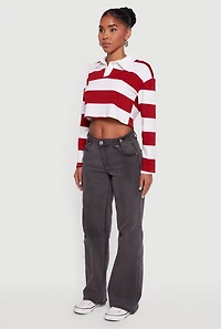 Adjustable Waist Detail Acid Wash Jeans