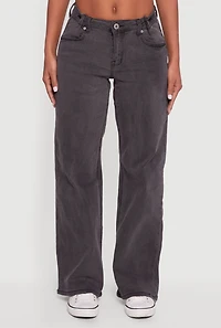 Womens Adjustable Waist Detail Acid Wash Jeans, Black, Size 13