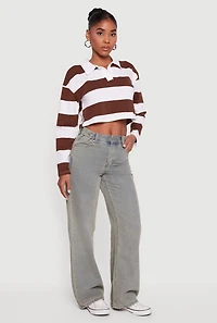 Adjustable Waist Detail Acid Wash Jeans