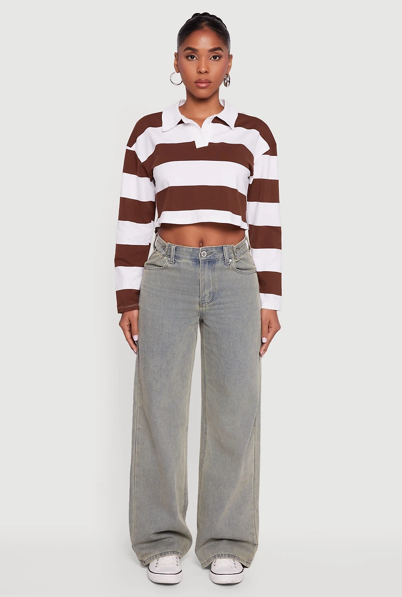 Womens Adjustable Waist Detail Acid Wash Jeans, Blue,