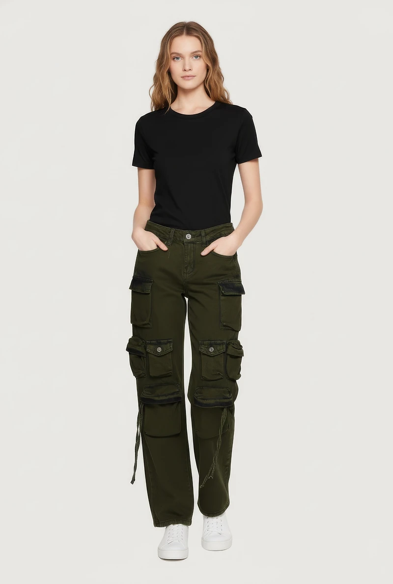 Straight Leg Cargo Pocket Jeans