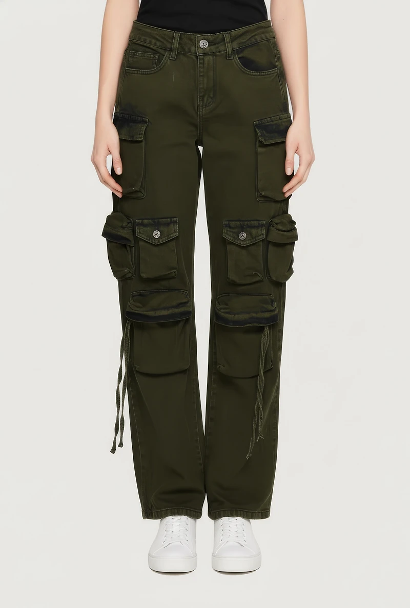 Straight Leg Cargo Pocket Jeans