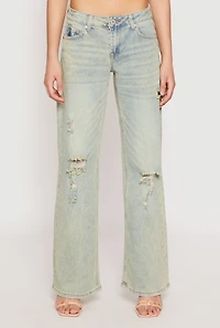 Womens VIP Distressed Low Rise Wide Leg Jeans, Multi, Size 3