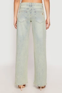 Womens VIP Distressed Low Rise Wide Leg Jeans, Multi, Size 5