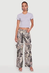 Womens VIP Jeans Hunter Camo Wide Leg Cargo Pants, Multi, Size 9-10
