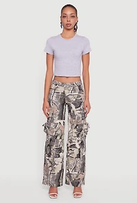 Womens VIP Jeans Hunter Camo Wide Leg Cargo Pants, Multi, Size 9-10