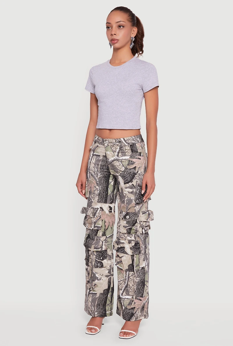 Womens VIP Jeans Hunter Camo Wide Leg Cargo Pants, Multi, Size 5-6