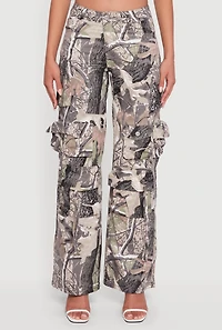 Womens VIP Jeans Hunter Camo Wide Leg Cargo Pants, Multi, Size 9-10