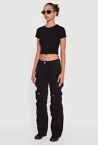 Womens VIP Slim Leg Utility Jeans, Black,