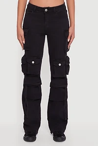Womens VIP Slim Leg Utility Jeans, Black,