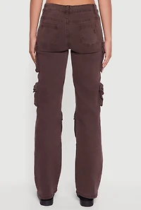 Womens VIP Mineral Wash Slim Leg Utility Jeans, Brown, Size 5-6