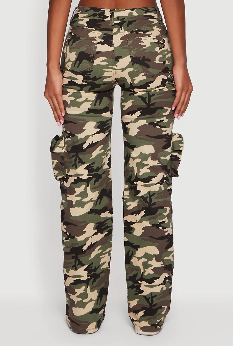 Womens VIP Camo Twill Straight Leg Utility Pants, Green,