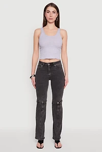Womens VIP Convertible Straight Leg Jeans, 7