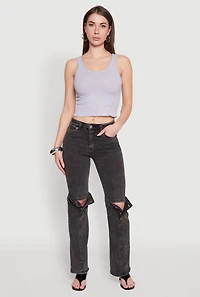 Womens VIP Convertible Straight Leg Jeans,