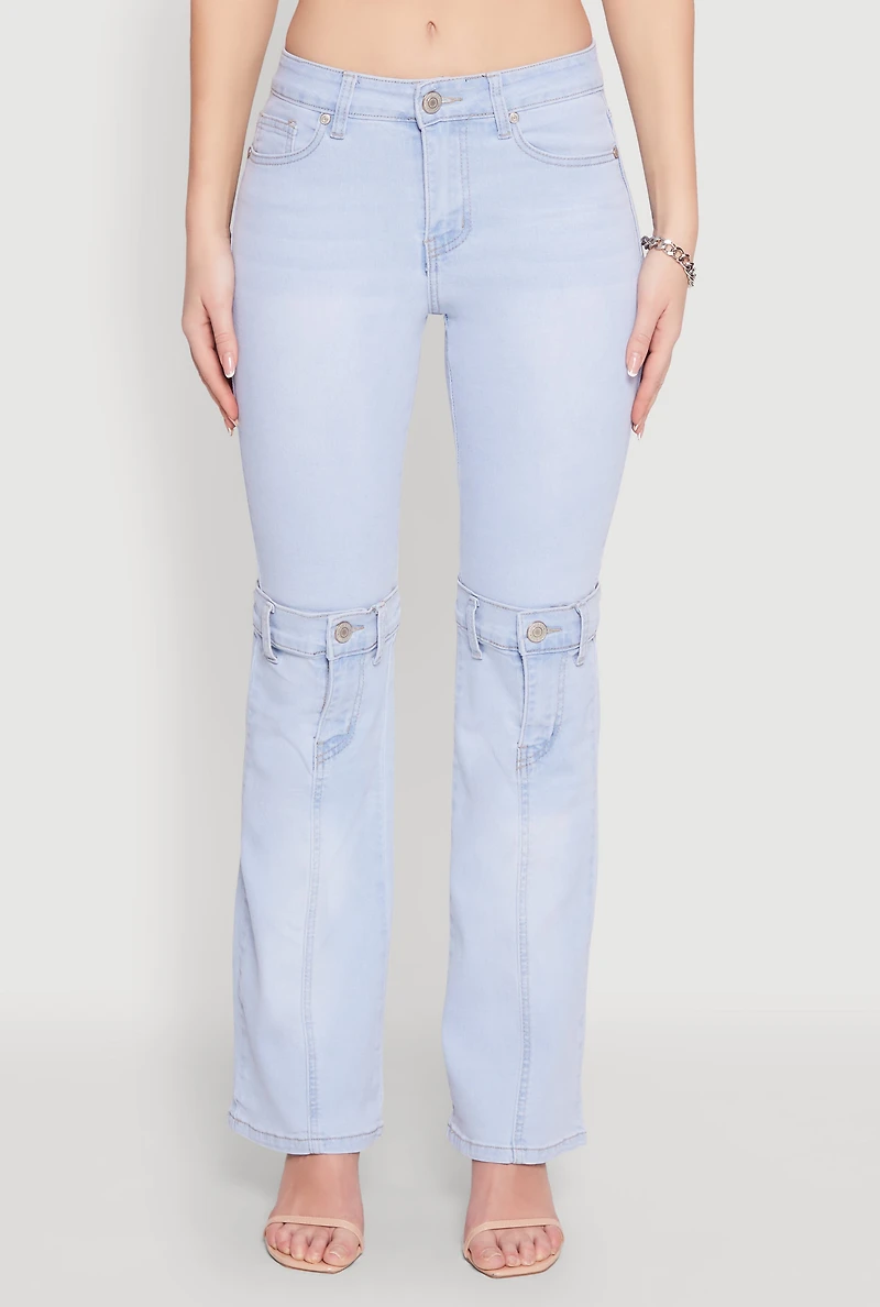 Womens VIP Convertible Straight Leg Jeans, Blue, Size 11