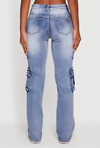 Womens VIP Mineral Wash Straight Leg Utility Jeans, Blue, Size 1