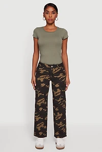 Womens VIP Camo Straight Leg Cargo Jeans, Green, Size 13