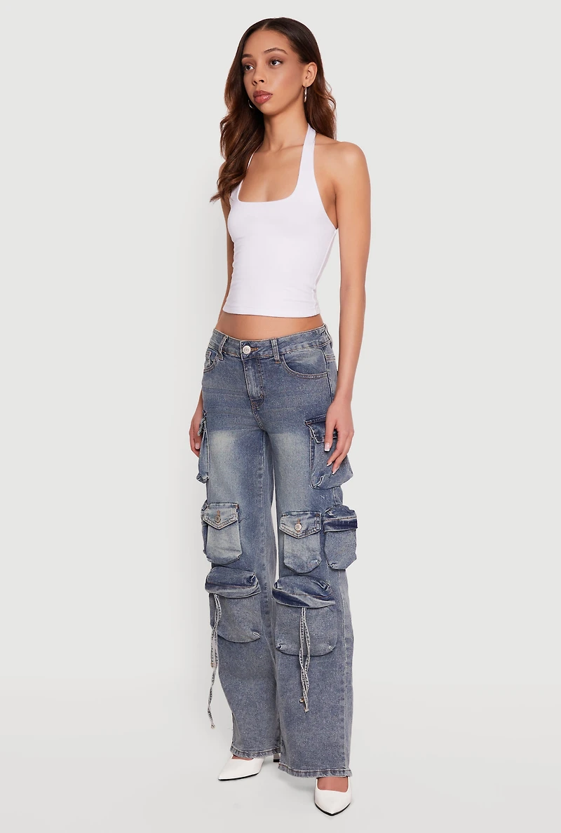 VIP Mineral Wash Straight Leg Utility Jeans