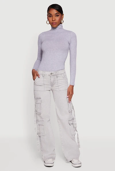 Acid Wash Cargo Pocket Straight Leg Jeans