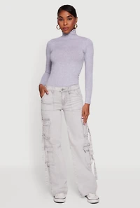 Acid Wash Cargo Pocket Straight Leg Jeans