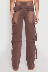 Womens VIP Low Rise Tabbed Cargo Pocket Jeans, Brown, Size 13