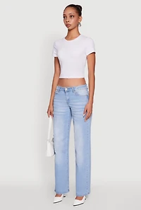 Womens VIP Whiskered Stretch Straight Leg Jeans, Blue, Size 5