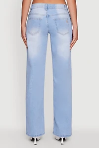 Womens VIP Whiskered Stretch Straight Leg Jeans, Blue, Size 5