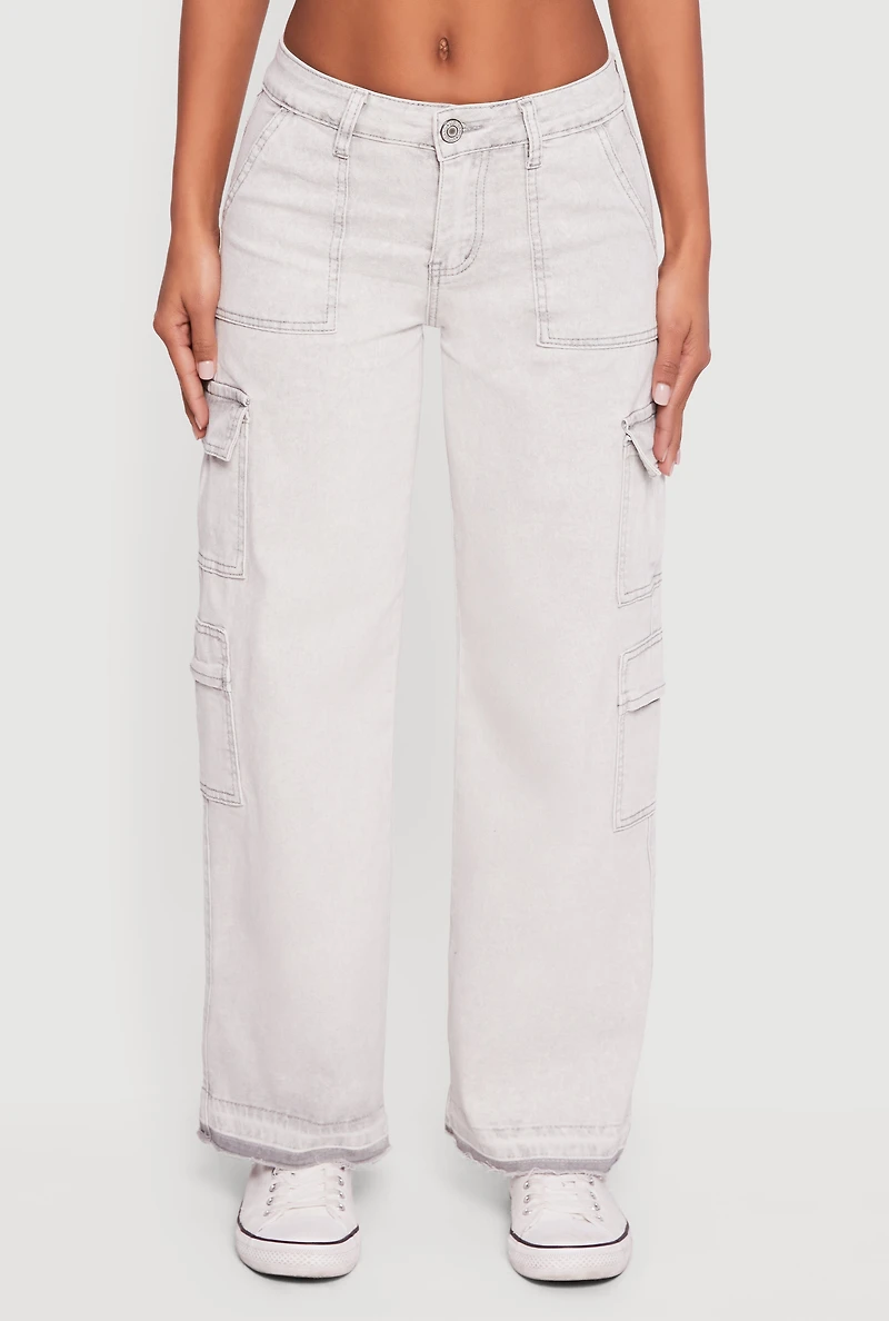 VIP Mineral Wash Raw Hem Utility Jeans