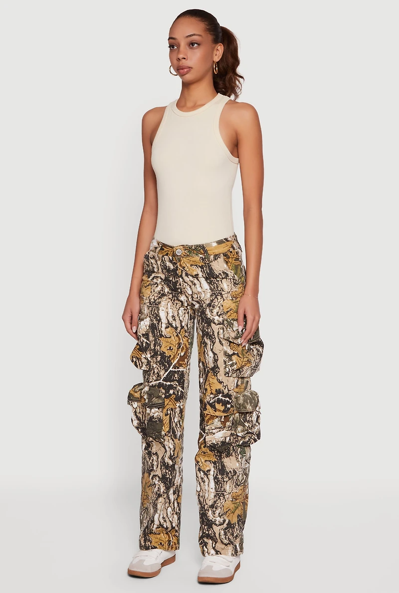 Trendy Hunter Camo Straight Leg Cargo Pants
