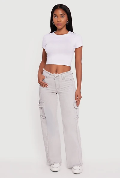 VIP Mineral Wash Frayed Cargo Jeans