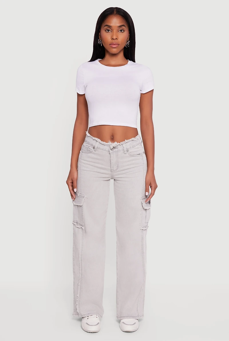 VIP Mineral Wash Frayed Cargo Jeans