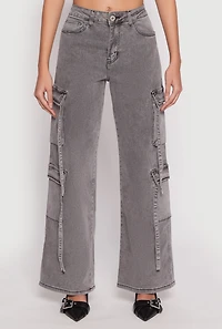 Womens VIP Strappy Cargo Pants, Grey, Size 11