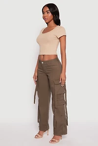 Womens VIP Strappy Cargo Pants, Brown,