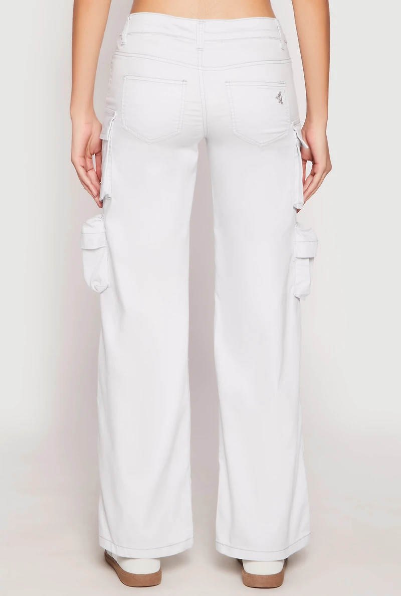 Womens VIP Twill Straight Leg Cargo Pants, White, Size 9-10