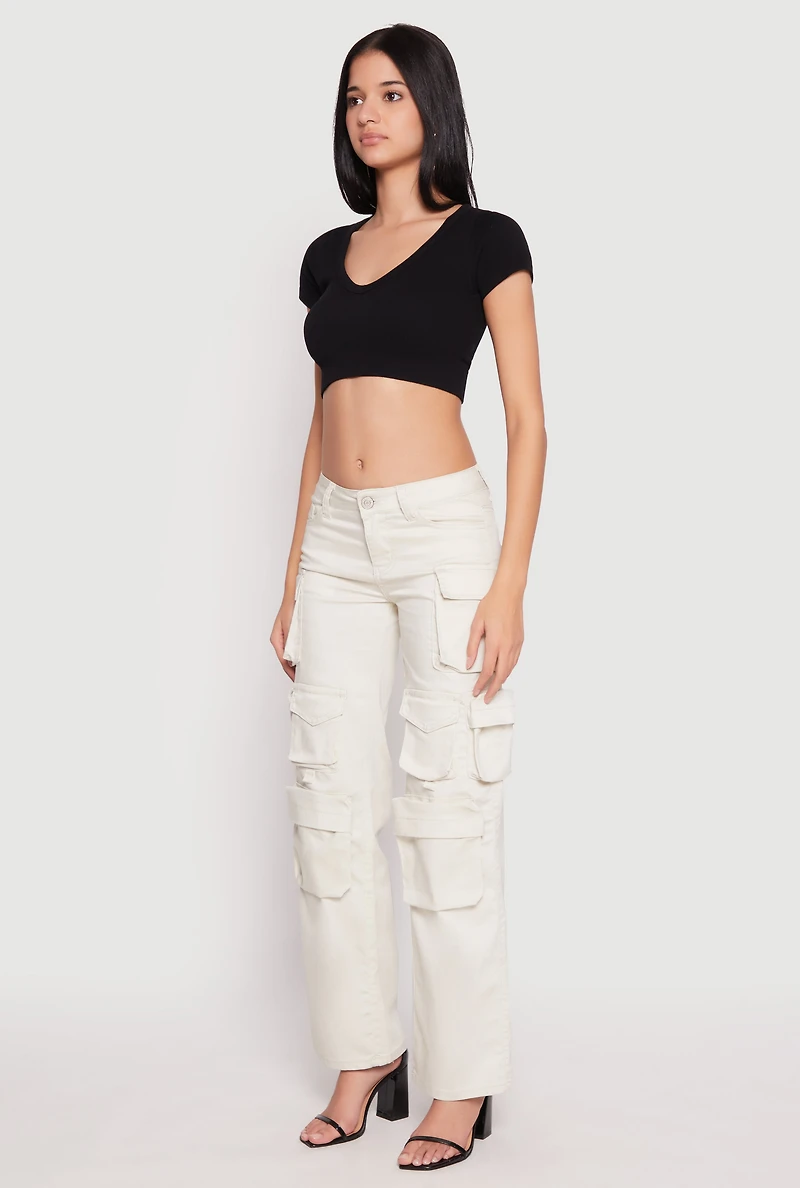 Womens VIP Twill Straight Leg Cargo Pants, Khaki,