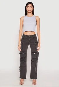 Womens VIP Multi Pocket Cargo Jeans, Grey, Size 1