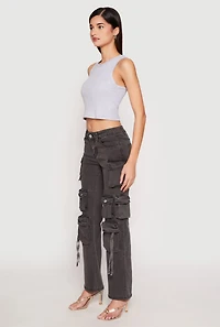 Womens VIP Multi Pocket Cargo Jeans, Grey, Size 1