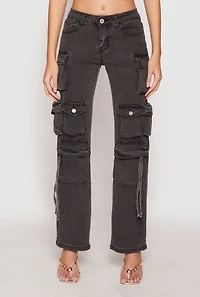 Womens VIP Multi Pocket Cargo Jeans, Grey, Size 1