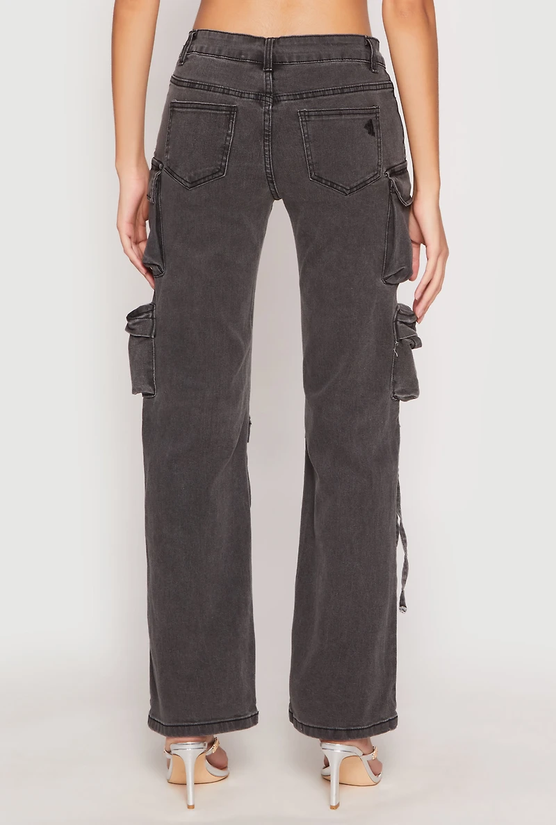 Womens VIP Multi Pocket Cargo Jeans, Grey, Size 1