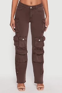 Womens VIP Multi Pocket Cargo Jeans, Brown, Size 5