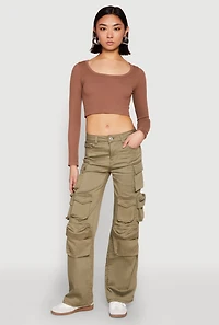 Womens VIP Straight Leg Cargo Pants, Green,