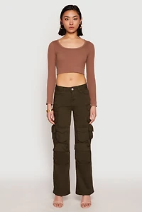 Womens VIP Straight Leg Cargo Pants, Green, Size 13-14