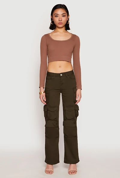 Womens VIP Straight Leg Cargo Pants, Green, Size 7-8