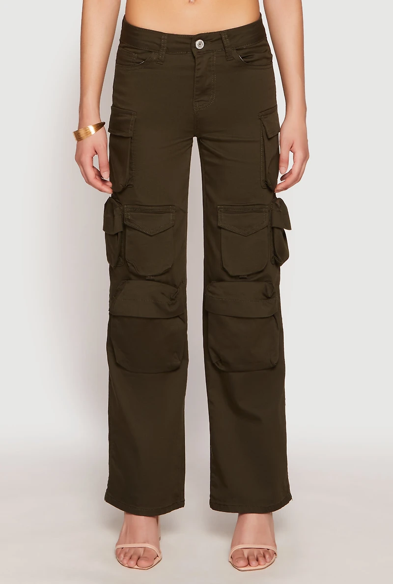 Womens VIP Straight Leg Cargo Pants, Green, Size 13-14